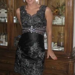 May Queen Black and Silver Embellished Dress